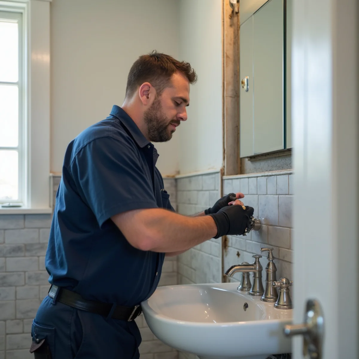 New bathroom fixtures and plumbing rough-in during a Huntington, NY renovation